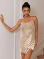 Sheath Straight Appliques Lace Short/Mini Silk Like Satin Corset Dress
