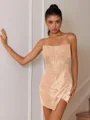 Sheath Straight Appliques Lace Short/Mini Silk Like Satin Corset Dress