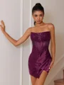 Sheath Straight Appliques Lace Short/Mini Silk Like Satin Corset Dress
