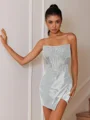 Sheath Straight Appliques Lace Short/Mini Silk Like Satin Corset Dress