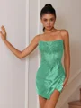 Sheath Straight Appliques Lace Short/Mini Silk Like Satin Corset Dress