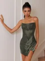 Sheath Straight Appliques Lace Short/Mini Silk Like Satin Corset Dress