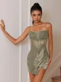 Sheath Straight Appliques Lace Short/Mini Silk Like Satin Corset Dress