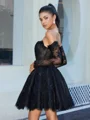 Ball-Gown Sweetheart Long Sleeves Appliques Lace Short/Mini Lace Corset Dress