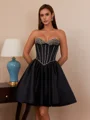 A-line Sweetheart Bow Short/Mini Satin Corset Dress