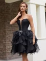 Ball-Gown Straight Cascading Ruffles Short/Mini Organza Corset Dress