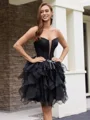 Ball-Gown Straight Cascading Ruffles Short/Mini Organza Corset Dress