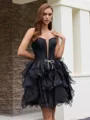 Ball-Gown Straight Cascading Ruffles Short/Mini Organza Corset Dress