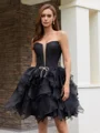 Ball-Gown Straight Cascading Ruffles Short/Mini Organza Corset Dress