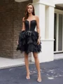 Ball-Gown Straight Cascading Ruffles Short/Mini Organza Corset Dress