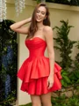 A-line Sweetheart Cascading Ruffles Short/Mini Corset Dress
