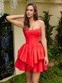 A-line Sweetheart Cascading Ruffles Short/Mini Corset Dress