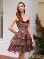 A-line Sweetheart Cascading Ruffles Short/Mini Corset Dress