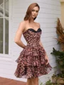 A-line Sweetheart Cascading Ruffles Short/Mini Corset Dress