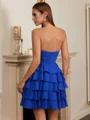 A-line Sweetheart Cascading Ruffles Short/Mini Chiffon Corset Dress