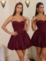 Ball-Gown Spaghetti Straps Pleated Short/Mini Dress
