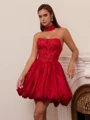 Ball-Gown Straight Appliques Lace Short/Mini Taffeta Corset Dress