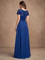 A-Line/Princess Chiffon Lace V-neck Short Sleeves Floor-Length Mother of the Bride Dresses