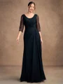 A-Line/Princess Chiffon Ruched Scoop 3/4 Sleeves Floor-Length Mother of the Bride Dresses
