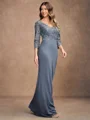 Sheath/Column Jersey Lace V-neck 3/4 Sleeves Floor-Length Mother of the Bride Dresses