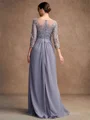 A-Line/Princess Chiffon Lace Scoop 3/4 Sleeves Floor-Length Mother of the Bride Dresses