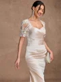 Sheath/Column Satin Lace Sweetheart Short Sleeves Floor-Length Mother of the Bride Dresses