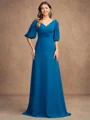 A-Line/Princess Chiffon Ruched V-neck 1/2 Sleeves Floor-Length Mother of the Bride Dresses