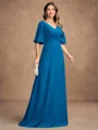 A-Line/Princess Chiffon Ruched V-neck 1/2 Sleeves Floor-Length Mother of the Bride Dresses