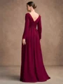 A-Line/Princess Chiffon Ruched V-neck Long Sleeves Floor-Length Mother of the Bride Dresses
