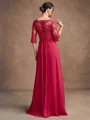A-Line/Princess Chiffon Lace V-neck 3/4 Sleeves Floor-Length Mother of the Bride Dresses