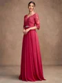A-Line/Princess Chiffon Lace V-neck 3/4 Sleeves Floor-Length Mother of the Bride Dresses