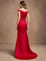 Sheath/Column Satin Applique Off-the-Shoulder Sleeveless Sweep/Brush Train Mother of the Bride Dresses