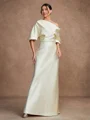 Sheath/Column Charmeuse Ruched Off-the-Shoulder Short Sleeves Floor-Length Mother of the Bride Dresses