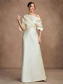 Sheath/Column Charmeuse Ruched Off-the-Shoulder Short Sleeves Floor-Length Mother of the Bride Dresses