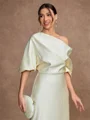 Sheath/Column Charmeuse Ruched Off-the-Shoulder Short Sleeves Floor-Length Mother of the Bride Dresses