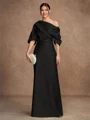 Sheath/Column Charmeuse Ruched Off-the-Shoulder Short Sleeves Floor-Length Mother of the Bride Dresses