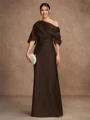Sheath/Column Charmeuse Ruched Off-the-Shoulder Short Sleeves Floor-Length Mother of the Bride Dresses