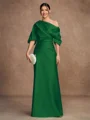 Sheath/Column Charmeuse Ruched Off-the-Shoulder Short Sleeves Floor-Length Mother of the Bride Dresses
