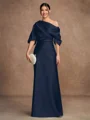 Sheath/Column Charmeuse Ruched Off-the-Shoulder Short Sleeves Floor-Length Mother of the Bride Dresses