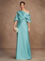 Sheath/Column Charmeuse Ruched Off-the-Shoulder Short Sleeves Floor-Length Mother of the Bride Dresses