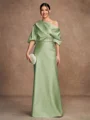 Sheath/Column Charmeuse Ruched Off-the-Shoulder Short Sleeves Floor-Length Mother of the Bride Dresses