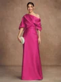 Sheath/Column Charmeuse Ruched Off-the-Shoulder Short Sleeves Floor-Length Mother of the Bride Dresses