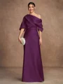Sheath/Column Charmeuse Ruched Off-the-Shoulder Short Sleeves Floor-Length Mother of the Bride Dresses