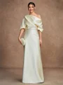 Sheath/Column Charmeuse Ruched Off-the-Shoulder Short Sleeves Floor-Length Mother of the Bride Dresses