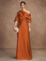 Sheath/Column Charmeuse Ruched Off-the-Shoulder Short Sleeves Floor-Length Mother of the Bride Dresses