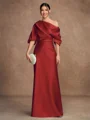 Sheath/Column Charmeuse Ruched Off-the-Shoulder Short Sleeves Floor-Length Mother of the Bride Dresses