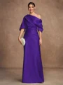 Sheath/Column Charmeuse Ruched Off-the-Shoulder Short Sleeves Floor-Length Mother of the Bride Dresses