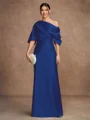 Sheath/Column Charmeuse Ruched Off-the-Shoulder Short Sleeves Floor-Length Mother of the Bride Dresses