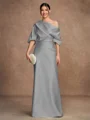 Sheath/Column Charmeuse Ruched Off-the-Shoulder Short Sleeves Floor-Length Mother of the Bride Dresses