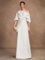 Sheath/Column Charmeuse Ruched Off-the-Shoulder Short Sleeves Floor-Length Mother of the Bride Dresses